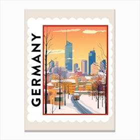 Retro Winter Stamp Poster Frankfurt Germany Canvas Print