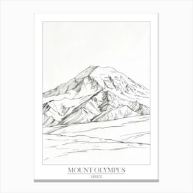 Mount Olympus Greece Line Drawing 2 Poster Canvas Print