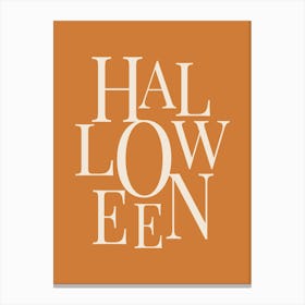 Modern Halloween Typography - White & Orange Canvas Print