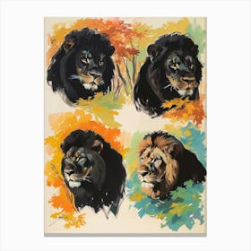 Black Lion Lion In Different Seasons Fauvist Painting 4 Canvas Print