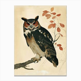 Spectacled Owl Vintage Illustration 4 Canvas Print