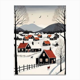 Scandinavian Village Scene Painting (10) Canvas Print