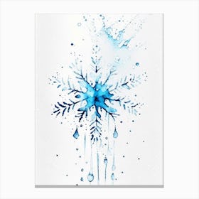 Water, Snowflakes, Minimalist Watercolour 4 Canvas Print