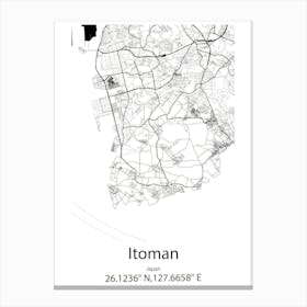 Itoman,Japan Minimalist Map Canvas Print