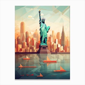 New York City, Usa, Geometric Illustration 3 Canvas Print
