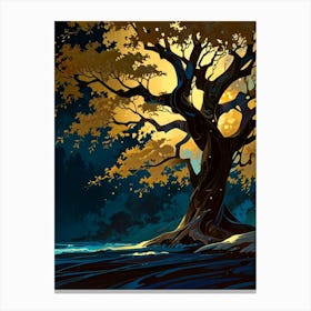 Tree At Night 3 Canvas Print