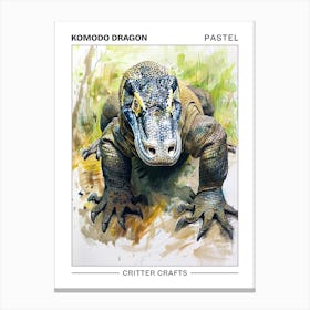 Komodo Dragon Pastel Watercolour 2 Poster Toile