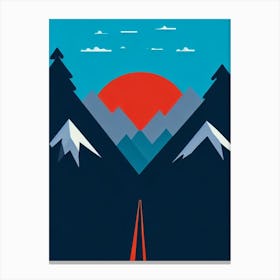 Big Sky, Usa Modern Illustration Skiing Poster Canvas Print