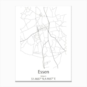 Essen,Belgium Minimalist Map Canvas Print