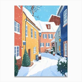 Morning Winter Walk Gouache Painting Canvas Print