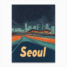 Aihrgdesign A Retro Travel Poster For Seoul Featuring The Fut 72254536 8f75 44a5 Ab1e E4fb7e0a90fe 1 Canvas Print