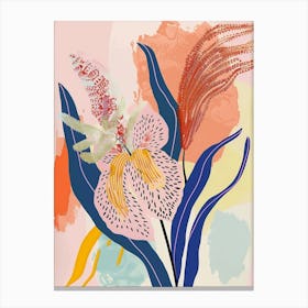 Colourful Flower Illustration Fountain Grass 4 Canvas Print