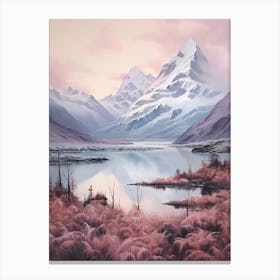 Dreamy Winter Painting Aoraki Mount Cook National Park New Zealand 1 Canvas Print