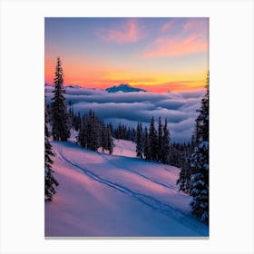 Bansko, Bulgaria Sunrise Skiing Poster Canvas Print