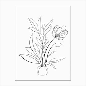 Boho Plant Bouquet Line Art 0 Canvas Print