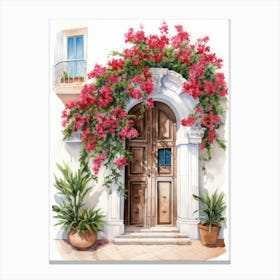 Bari, Italy   Mediterranean Doors Watercolour Painting 2 Canvas Print