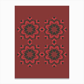 Snowflakes On Red Background Canvas Print