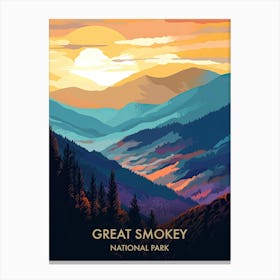 Great Smokey National Park Travel Poster Illustration Style 1 Canvas Print