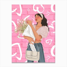 Pretty Woman Pretty Flowers Canvas Print