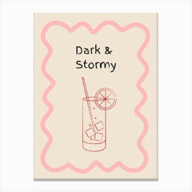 Dark & Stormy Doodle Poster Pink & Red Canvas Print