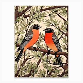 Art Nouveau Birds Poster Cedar Waxwing 1 Canvas Print