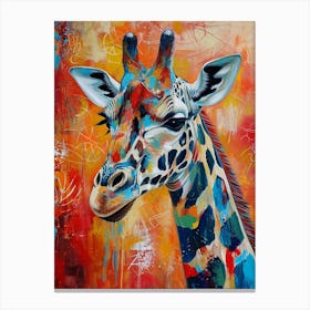 Giraffe Portrait Oil Painting Inspired 1 Canvas Print