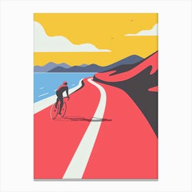 Cyclist On A Road Canvas Print