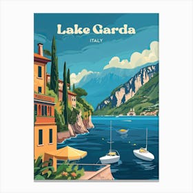 Lake Garda Italy Summer Travel Art Canvas Print