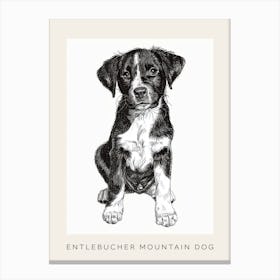 Entlebucher Mountain Dog Line Sketch 3 Poster Canvas Print