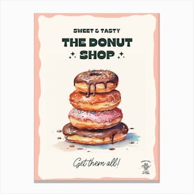Stack Of Chocolate Donuts The Donut Shop 1 Canvas Print