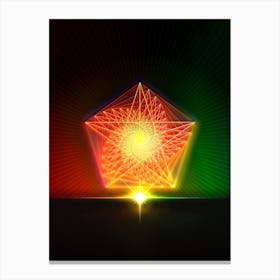Neon Geometric Glyph in Watermelon Green and Red on Black n.0250 Canvas Print