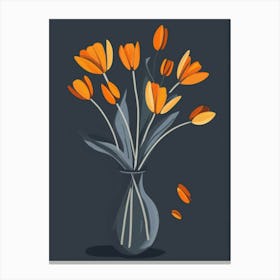 Orange Tulips In A Vase 1 Canvas Print