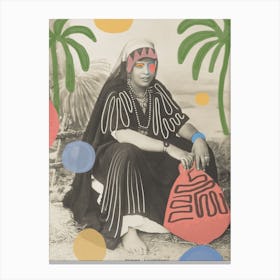 Vintage Picture Of Egyptian Woman With Hand Drawn Shapes On Top Canvas Print