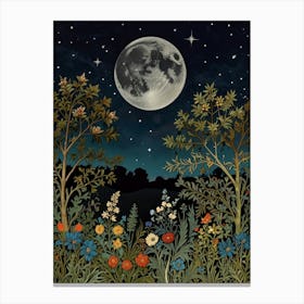 Moonlight Garden Style William Morris 1 Art Print 1 Canvas Print