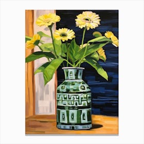 Flowers In A Vase Still Life Painting Daisy 4 Canvas Print