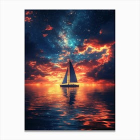 Sailboat At Sunset 2 Canvas Print