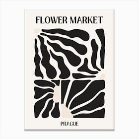 B&W Flower Market Poster Prague Canvas Print
