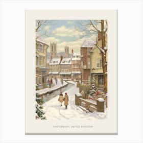 Vintage Winter Poster Canterbury United Kingdom 4 Canvas Print