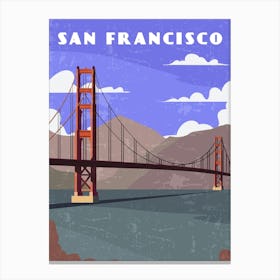 San Francisco, California, USA - Retro travel minimalist poster Canvas Print