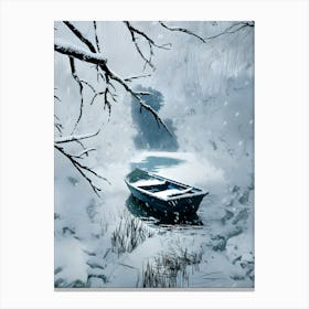 Boat In The Snow 4 Canvas Print