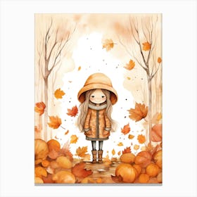 Cute Autumn Fall Scene 83 Canvas Print