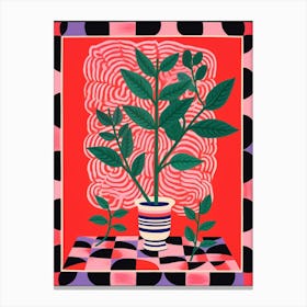 Pink And Red Plant Illustration Zz Plant 3 Canvas Print