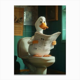 Duck On The Toilet Bathroom, Duck Lover Gift Funny Bathroom Canvas Print