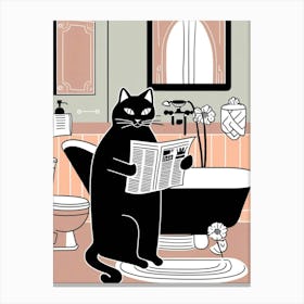 Cat Reading Newspaper Canvas Print