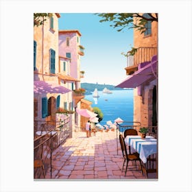 Rovinj Croatia 4 Vintage Pink Travel Illustration Canvas Print