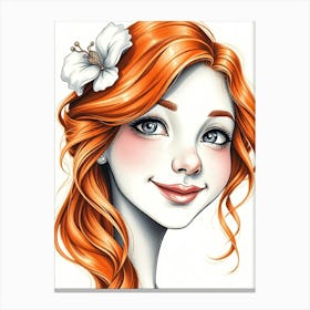 Ginger Girl Sketch Portrait Canvas Print