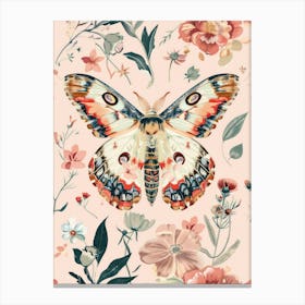 Pink Butterflies William Morris Style 10 Canvas Print