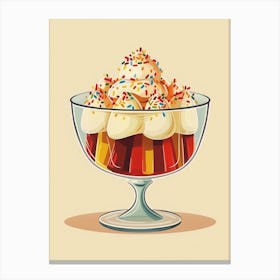 Trifle With Rainbow Sprinkles Beige Illustration 1 Canvas Print