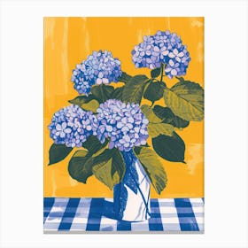 Hydrangea Flowers On A Table   Contemporary Illustration 3 Canvas Print