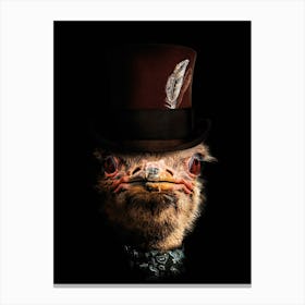 Ostrich In Top Hat Canvas Print